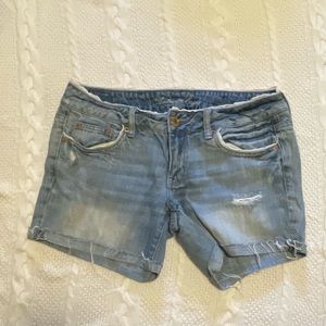 AEO Distressed Jean Shorts with Lace Accents